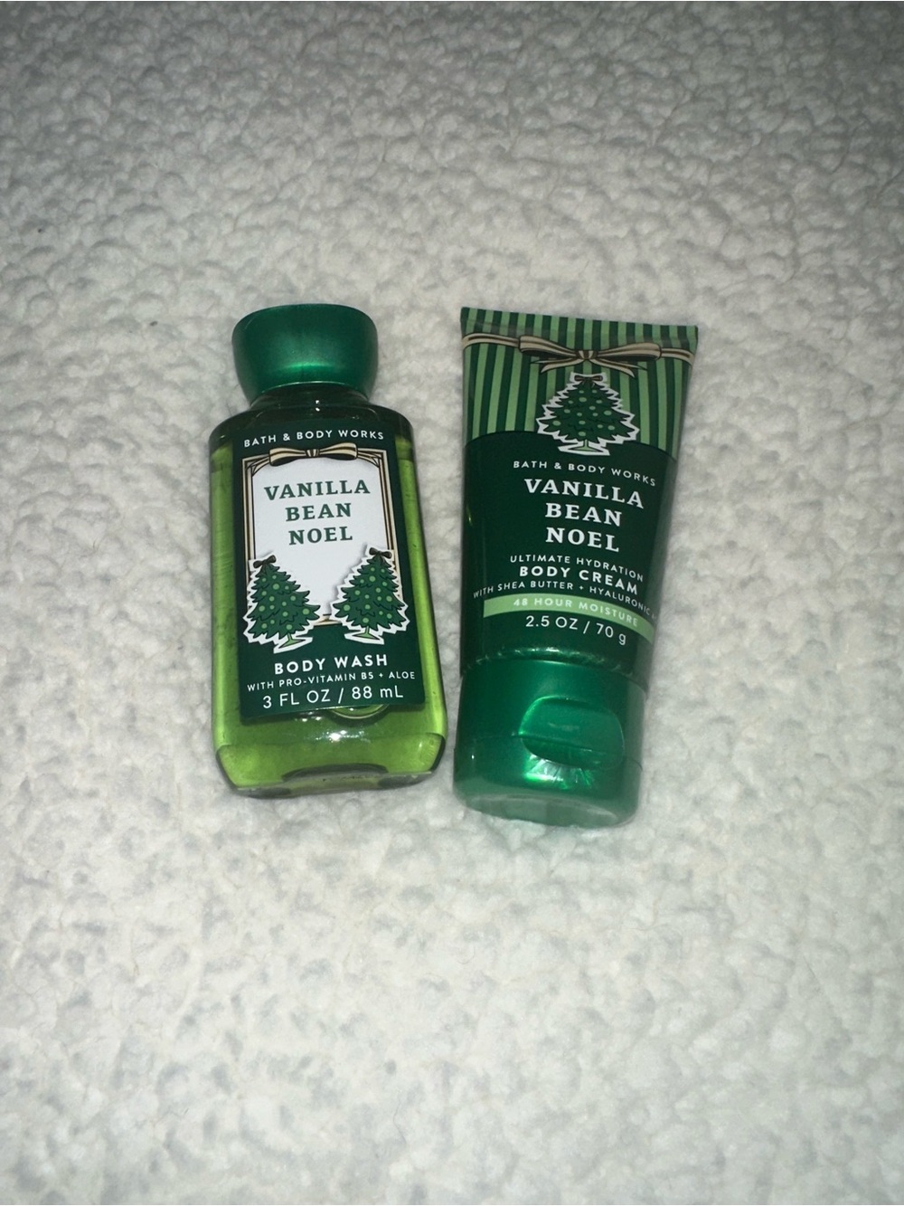 NEW Travel Size Bath & Body Works Vanilla Bean Noel Body Wash & Body Cream